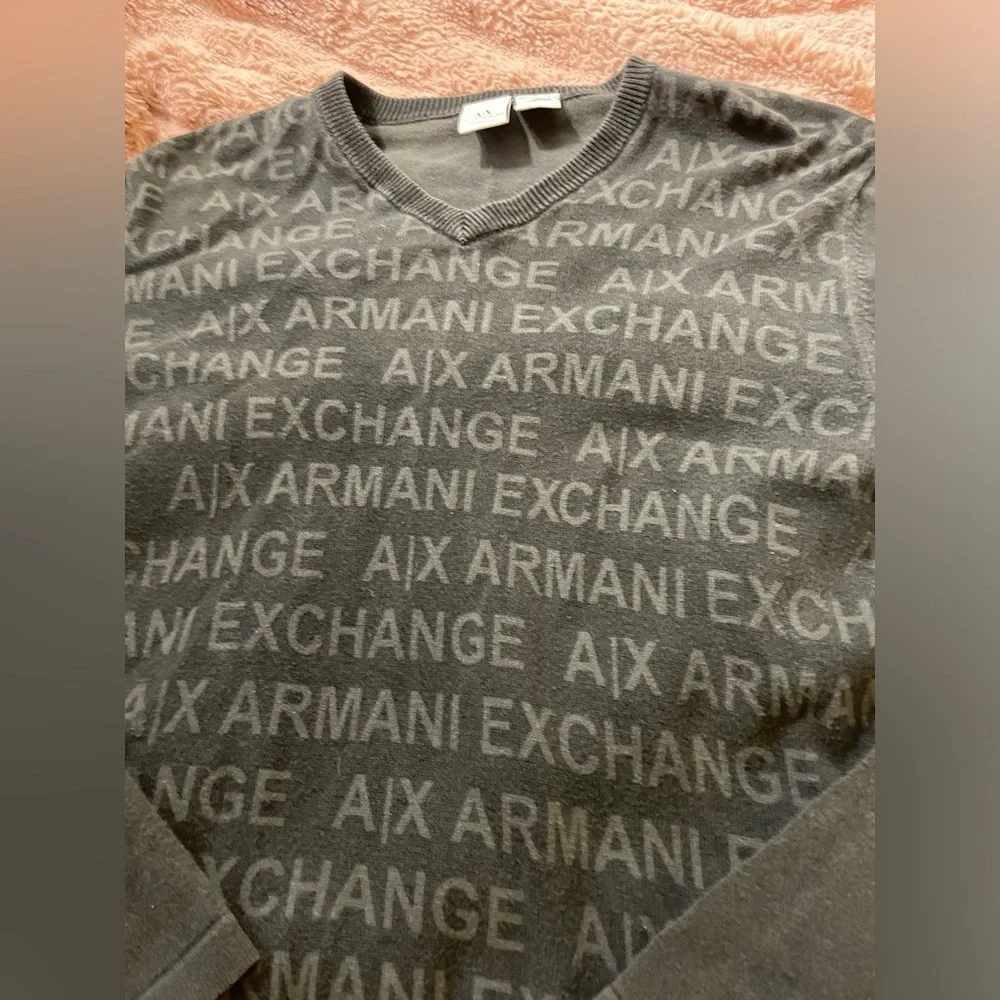 Vintage Armani Exchange Men’s V-Neck Logo Sweater